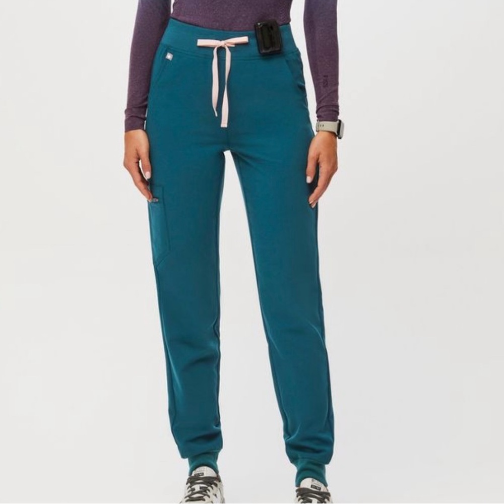 Figs Caribbean blue High Waisted Zamora Jogger Scrub Pants